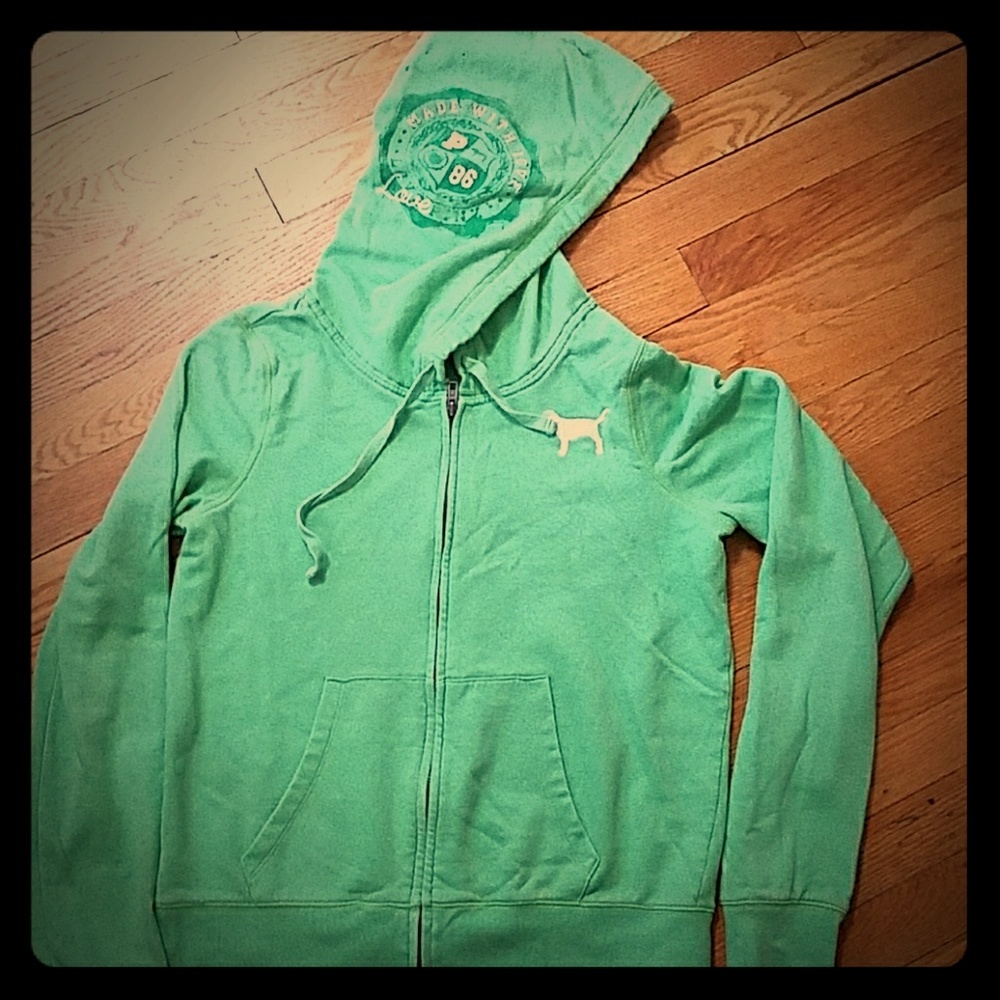 PINK hooded zip up sweatshirt -Lg